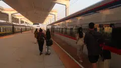 Passengers preparing to board the Laos-China Railway in Luang Prabang, Laos. The 420-km link was built at a cost of US$6 billion.