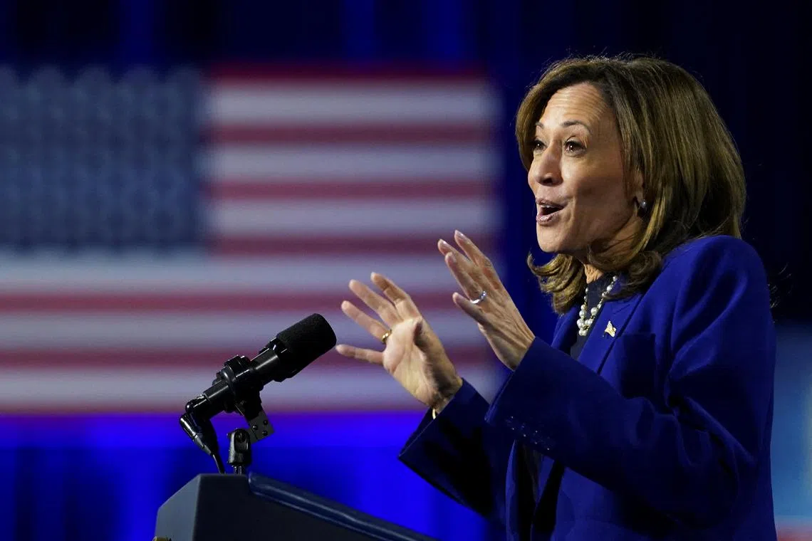 Democratic presidential nominee US Vice President Kamala Harris at a campaign rally in Reno, Nevada, US, Oct 31, 2024.