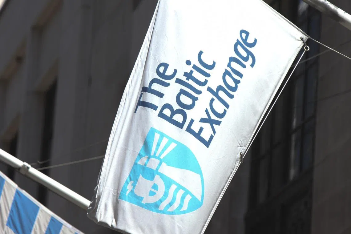 A flag flies outside the Baltic Exchange in London, U.K., on Wednesday, June 16, 2010. The Baltic Dry Index, a measure of commodity-shipping costs that's tumbled 28 percent during its longest losing streak this year, may decline further, according to technical analysis by Barclays Capital. Photographer: Chris Ratcliffe/Bloomberg