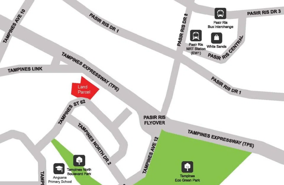 Tampines Street 62 Parcel B, an EC site, will be near the future Tampines North MRT Station on the Cross Island Line.