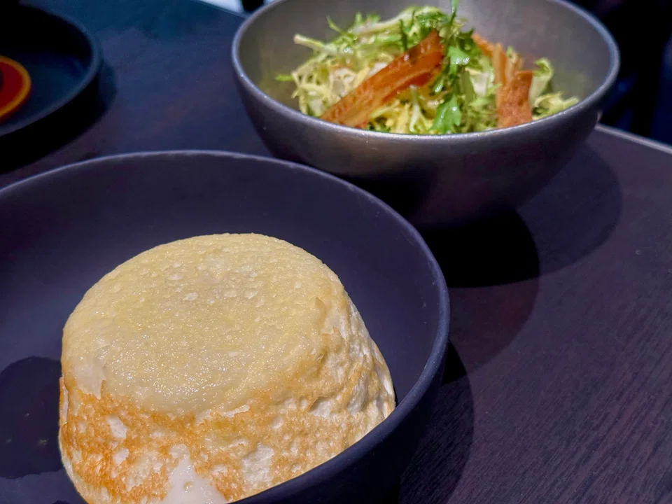 Fluffy cheese souffle.