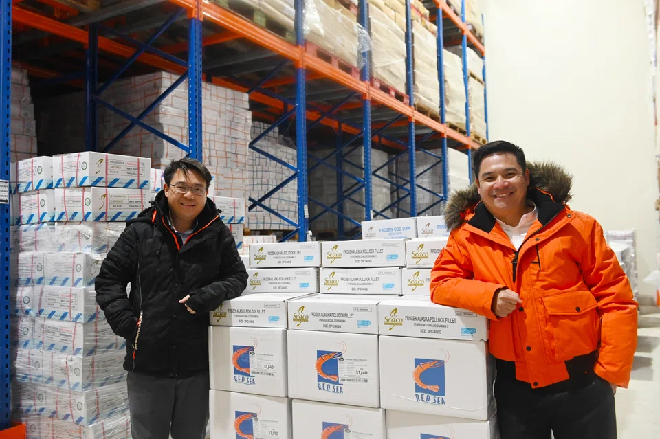 The Seafood Company's managing director Kenneth Chia (right) and executive director Chia Thiam Ann.