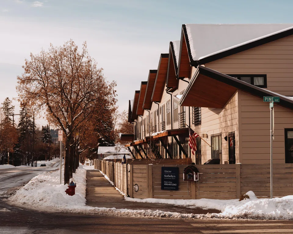 A townhome in Montana, US. The war affects other participants in the housing market, as the higher prices for oil and gas translate into higher costs for materials for builders.