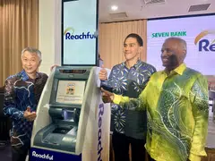 Seven Bank launches its ATM service in Malaysia. At the event in Kuala Lumpur were (from left) Seven Bank president Masaaki Matsuhashi, 7-Eleven Malaysia executive director and co-CEO Tan U Ming, and SMRT chairman R Palan.