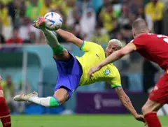 Brazil's Richarlison executed an impressive scissors kick to score his team's second goal against Serbia at the World Cup.