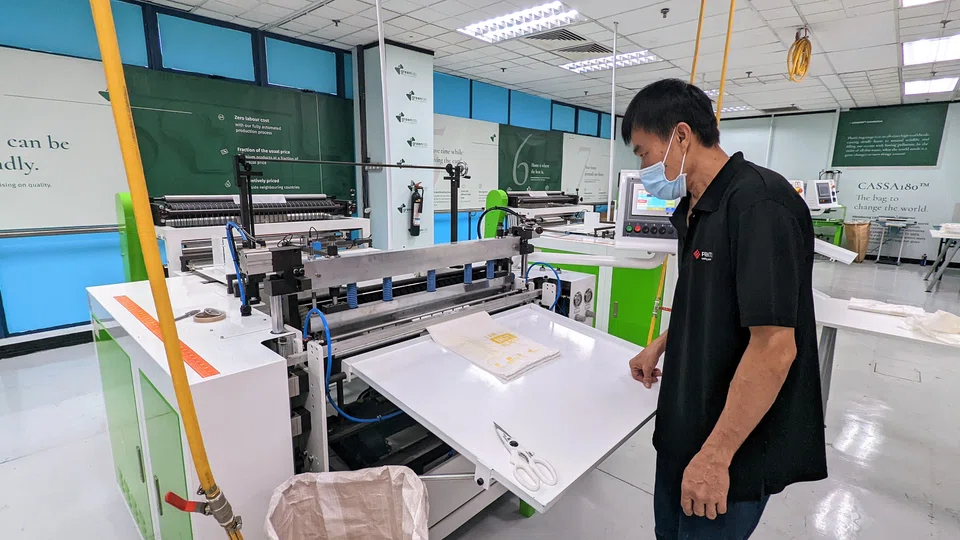 Plastic bag alternatives made out of the roots of the cassava plant are being produced at the Green Lab, Singapore's first eco-friendly manufacturing facility. 
