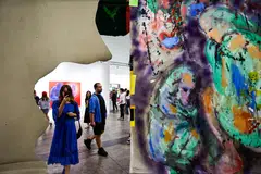 Visitors at the Art Basel exhibition in Hong Kong in March.