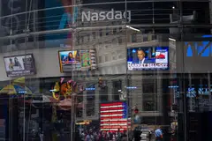 The Nasdaq stock exchange in New York on Aug 5. There has been a massive global stock-market sell-off in reaction to the US unemployment report.