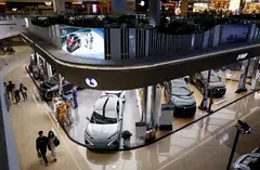 Denza models at a shopping mall in Beijing, China. The first Denza model in Singapore will be the D9 large multi-purpose vehicle. 