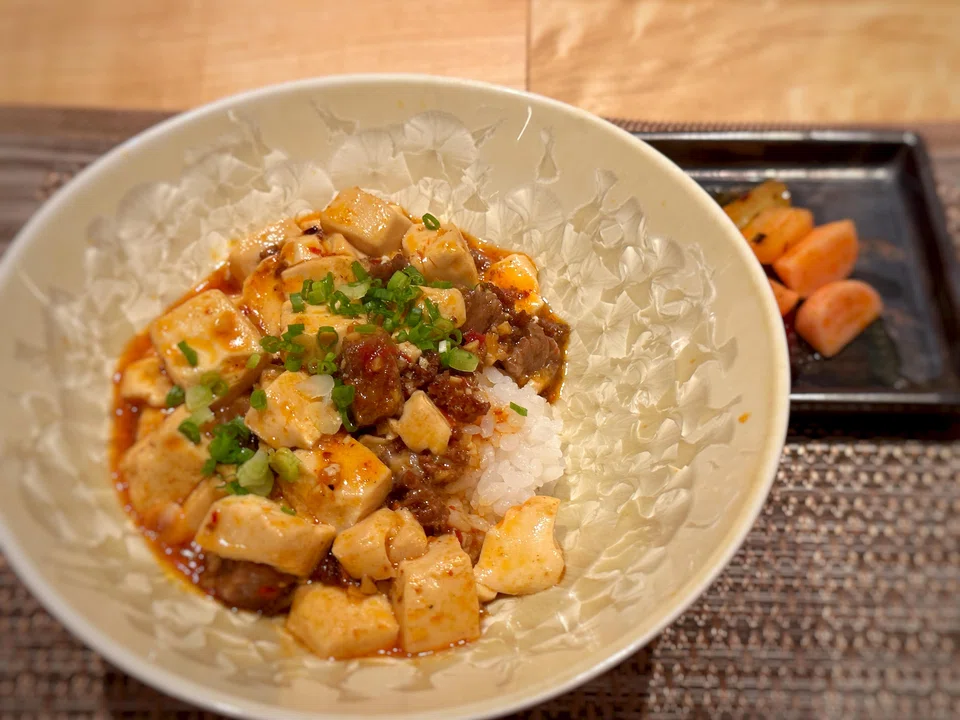 Excellent mapo tofu made with beef and enriched with cheese.