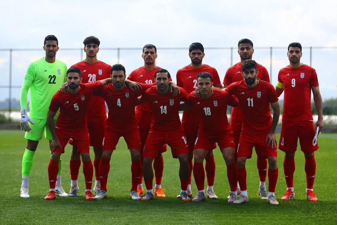 Iran's players posing for a group photo before the international friendly with Costa Rica at Mardan Sports Complex in Antalya, Turkey, on Mar 31. 