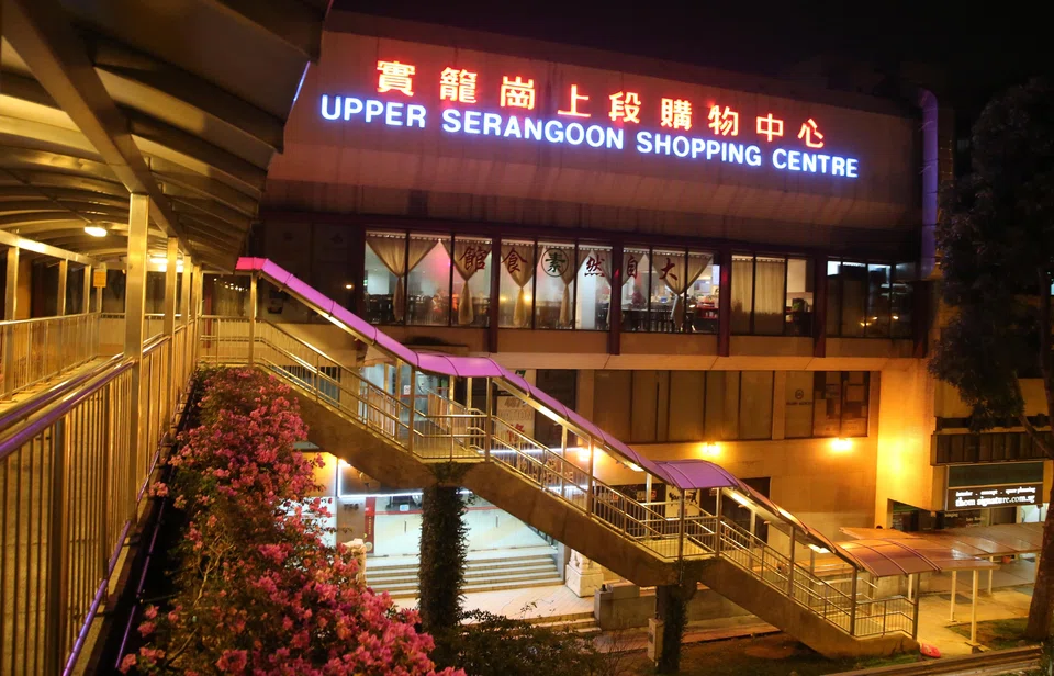 The six-storey Upper Serangoon Shopping Centre comprises two interconnected blocks with eight homes, one office and 164 retail shops.