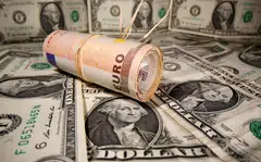The dollar index rises 0.4 per cent to 107.5, with the euro down 0.5 per cent at US$1.0416, its lowest since November 2022. 