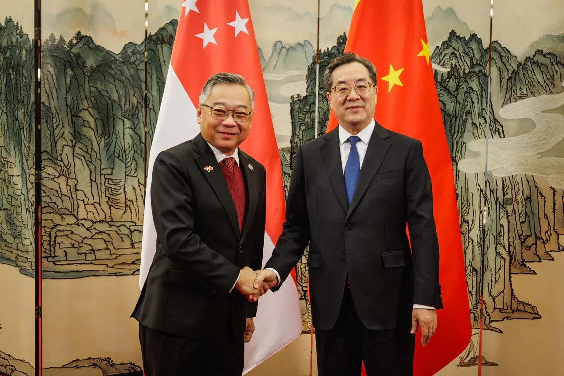 DPM Gan (left) and Chinese Vice-Premier Ding Xuexiang also conducted a bilateral meeting in the morning.