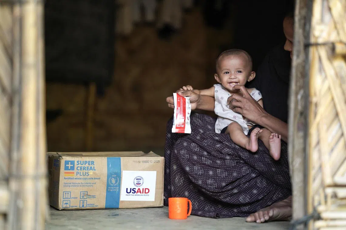 A child being given nutrition supplements provided by USAid at a refugee camp in Bangladesh. The agency has been described by billionaire Elon Musk as a “viper’s nest of radical-left marxists who hate America”.