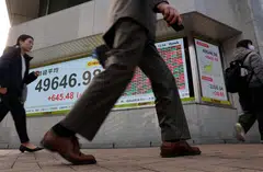 The Nikkei jumped as much as 3.6 per cent to a record 53,814.79, and remained close to that level at 0053 GMT on Tuesday.