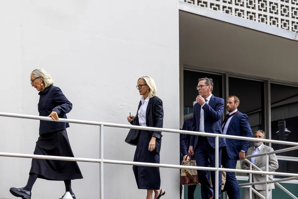 (From left) Rupert Murdoch's children Prudence, Elisabeth and James arrive for a probate court hearing in Reno, Nevada, Sept 17, 2024. In recent years, Rupert Murdoch and his son Lachlan have grown increasingly concerned that James was planning a coup with Prudence and Elisabeth to oust Lachlan after their father’s death and change the editorial bent of the company. 
