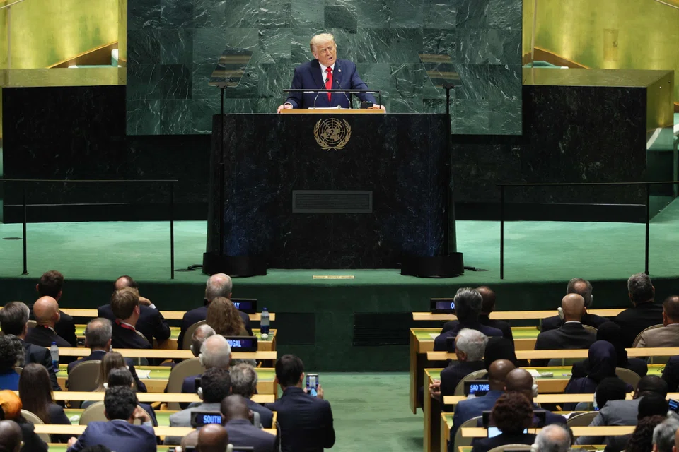 US President Donald Trump speaks during the United Nations General Assembly at the UN headquarters in New York City, New York, Sep 23, 2025.