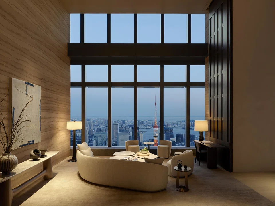The library at Aman Residences, Tokyo.