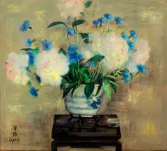 "Pivoines et Blueuts" (Peonies and Cornflowers) by Vietnamese painter Le Pho. Asian collectors are growing in prominence and driving a robust demand for the region's art.