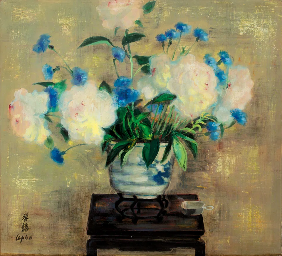 "Pivoines et Blueuts" (Peonies and Cornflowers) by Vietnamese painter Le Pho. Asian collectors are growing in prominence and driving a robust demand for the region's art.