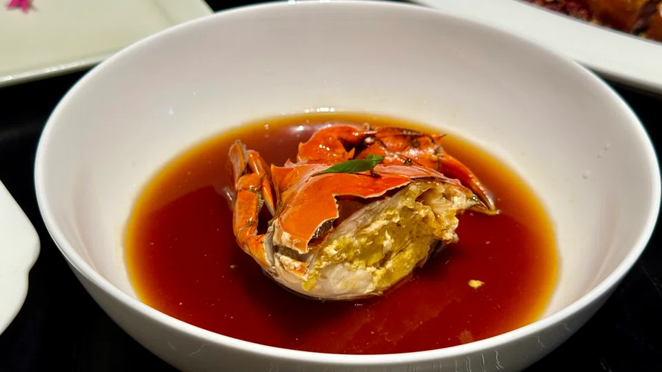 Hua diao marinated soft shell crab.