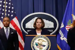 US Deputy Attorney General Lisa O. Monaco speaking at a news conference on recent enforcement actions against Bitzlato cofounder Anatoly Legkodymov at the US Justice Department building on Jan 18, 2023 in Washington, DC. 