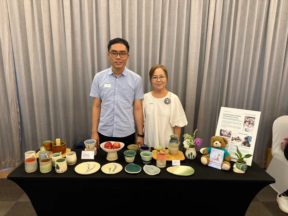 Cathy Kim and her 26-year-old son Jeon Joon Hyeong have a small business making and selling hand-made ceramics.