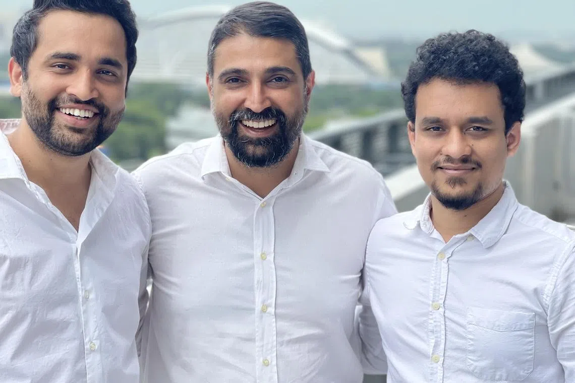 Multiplier co-founders (from left) Sagar Khatri, Amritpal Singh and Vamsi Krishna. The global employment platform enables companies to hire and pay remote workers while complying with local laws.