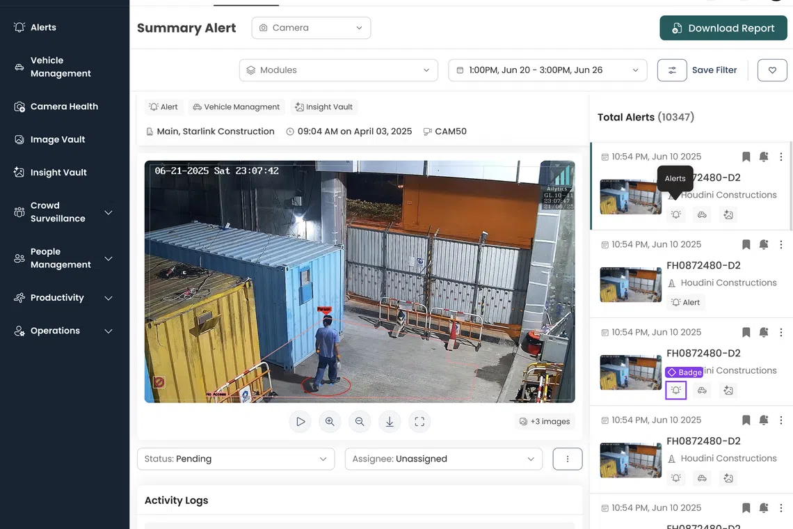 Ailytics' software uses artificial intelligence that has been trained to recognise over 50 use cases of safety, security and productivity. 