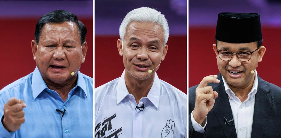 The three men looking to succeed outgoing President Joko Widodo for the next five years are (from left) Prabowo Subianto, Ganjar Pranowo and Anies Baswedan.