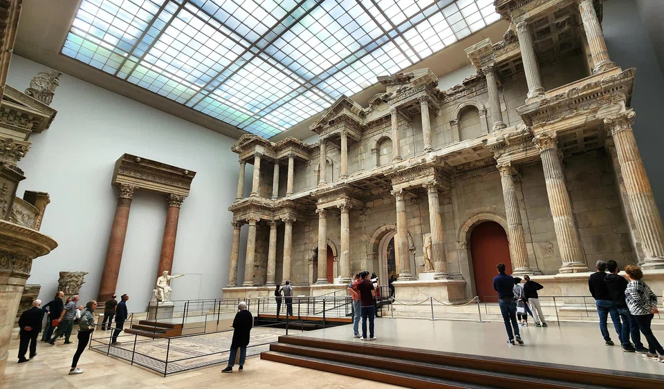 A full-scale reconstruction of a second-century Roman market gate in the Pergamon Museum.