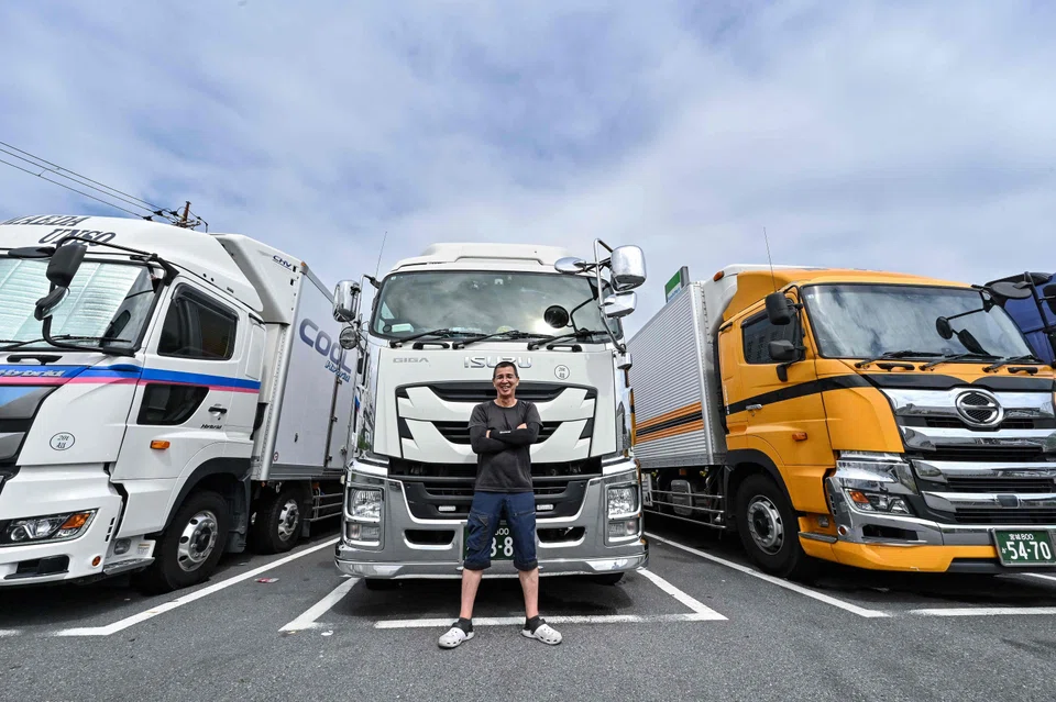 Truck driver Fujio Uemura says: “Long hours don’t bother me, it’s my job”; Japanese truck drivers generally work 20 per cent longer than the average worker but earn around 10 per cent less.