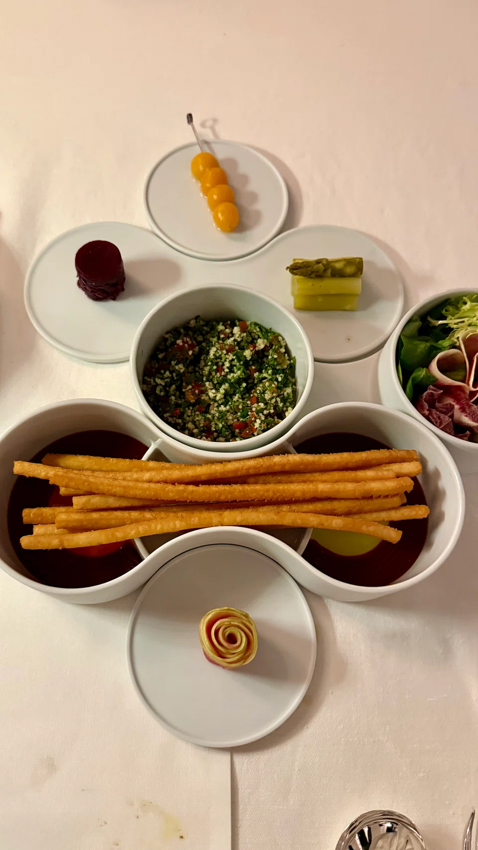 Allumettes, skinny fried "matchstick" potatoes with homemade ketchup.