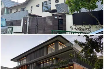 Kapa's pair of semi-detached houses in Westlake Avenue were rebuilt from a bungalow. Rather than produce a mirrored pair, the two homes were designed as a considered whole to look like part of an evolving streetscape. 