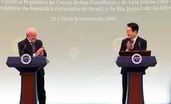 Brazilian President Luiz Inacio Lula da Silva (left) and South Korean President Lee Jae-myung oversaw the signing of 10 memorandums of understanding, including digital economy, agriculture and others.