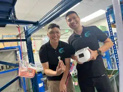 Forte co-founders Kit Yong (left) and Michael Nguyen have set up a site at the NUS Agritech Centre to develop a patented testing kit for prawn diseases.