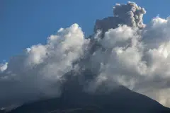 Mount Lewotobi Laki-Laki spews volcanic ash during an eruption in East Flores, East Nusa Tenggara, Indonesia, March 1, 2025. 