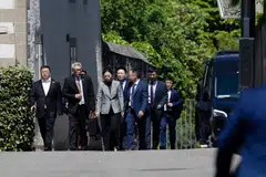 Members of the Chinese delegation in Geneva, where talks on tariffs are ongoing between US and China officials. The US president has sent mixed signals about his desired outcome for the meetings. 