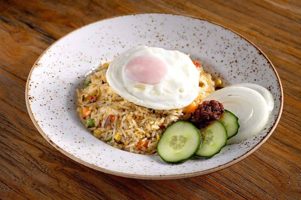 Korean fried rice with crispy anchovies.