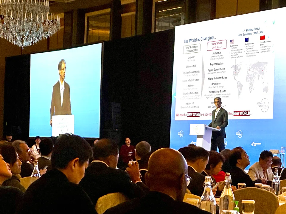 Temasek chief executive officer Dilhan Pillay speaking at the Steward Leadership Summit on Nov 21.