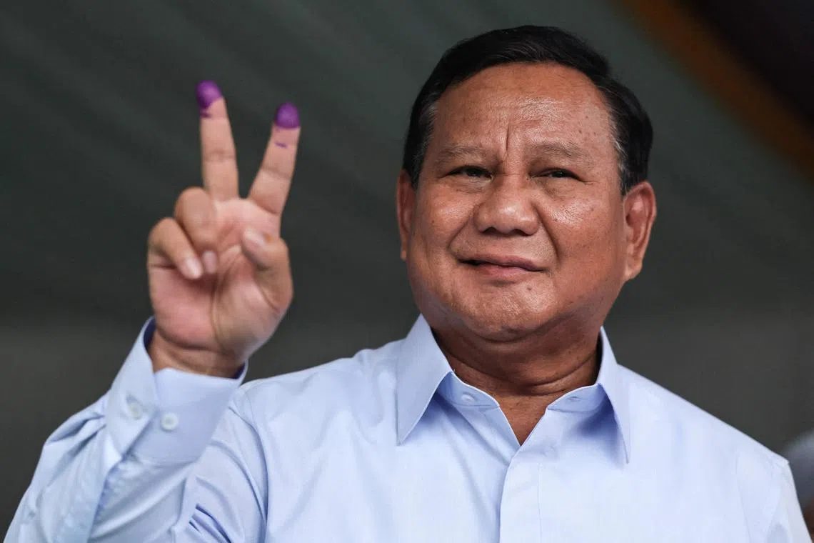 Indonesia's losing candidates said the resounding victory of Defence Minister Prabowo (top) was helped by pressure on regional officials from a partisan administration and President Joko Widodo, with social aid used as a tool to ensure just one outcome.