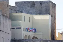 Flags of the G7 nations and the EU are seen at Castello Federiciano, the venue where the G7 summit's first dinner is scheduled to take place on Jun 13, in Brindisi, Italy.