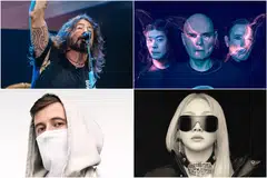 (Clockwise from top left) Foo Fighters, Smashing Pumpkins, CL and Alan Walker.