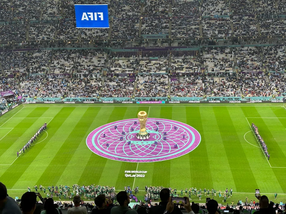 14 flights of stairs later, this was our view at Lusail Stadium, which will host the World Cup final between France and Argentina on Sunday (Dec 18).