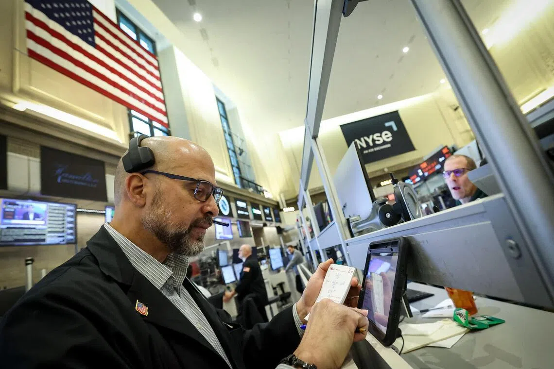 The S&P 500 lost 94.67 points, or 1.39 per cent, to 6,843.59 and the Nasdaq Composite shed 385.24 points, or 1.64 per cent, at 23,130.15.   