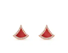 Diva's Dream earrings in rose gold with carnelian and diamonds. 