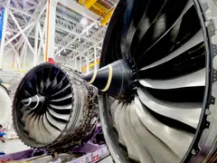 Above: Rolls-Royce's turbofan engines. The company expects to raise production of its fan blades by 30% in Singapore through a facility called the Smart Manufacturing Joint Lab.  