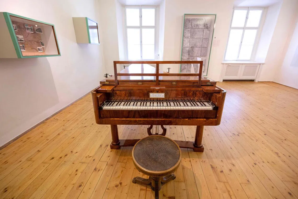 A piano used by Ludwig van Beethoven is displayed at the Beethoven House museum. It was here in Baden, Austria, that the composer spent some of his summers and composed sections of his Ninth Symphony. 