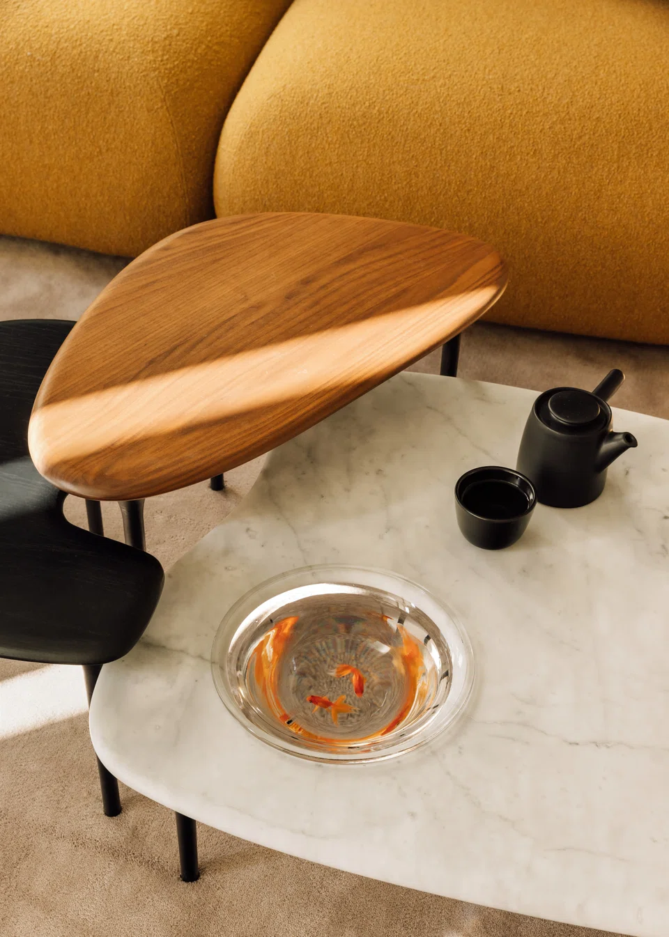 The Cyclade tables are very organic, sculptural pieces with notches and holes that can overlap.